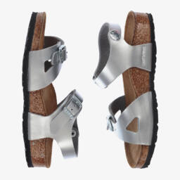 Birkenstock-Girls Silver Buckle Sandals | Childrensalon