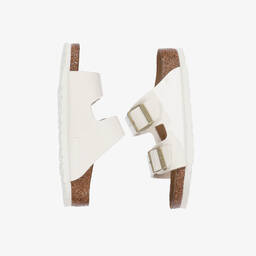 Birkenstock-صندل جلد صناعي لامع لون أبيض للبنات | Childrensalon