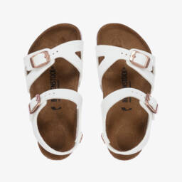 Birkenstock-صندل بابزيم جلد صناعي لون أبيض  | Childrensalon