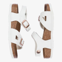 Birkenstock-صندل بابزيم جلد صناعي لون أبيض  | Childrensalon