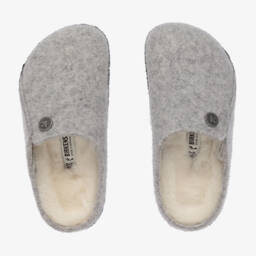 Birkenstock-شبشب سليبر صوف لباد لون رمادي | Childrensalon