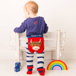 Blade & Rose-Blue & Grey Highland Cow Leggings | Childrensalon