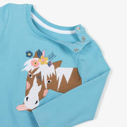 Blade & Rose-Girls Blue Cotton Bella The Horse Top | Childrensalon