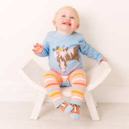 Blade & Rose-Girls Blue Cotton Bella The Horse Top | Childrensalon