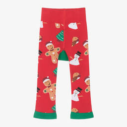 Blade & Rose-Red & Green Festive Snowman Cotton Leggings | Childrensalon