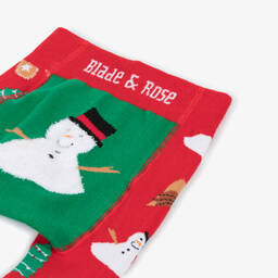 Blade & Rose-Red & Green Festive Snowman Cotton Leggings | Childrensalon