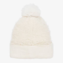 Bling2o-قبعة بوم-بوم صوف محبوك لون عاجي للبنات | Childrensalon