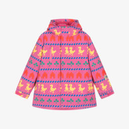 Girls Pink Ski Jacket with Pixelated Print