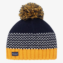 Boboli-Boys Blue Cotton & Wool Pom-Pom Hat | Childrensalon