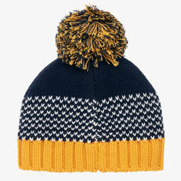 Boboli-Boys Blue Cotton & Wool Pom-Pom Hat | Childrensalon