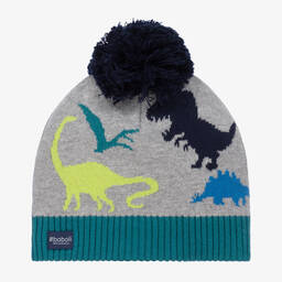 Boboli-Boys Grey Dinosaur Cotton & Wool Hat | Childrensalon