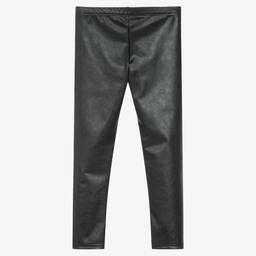 Boboli-Girls Black Faux Leather Leggings | Childrensalon