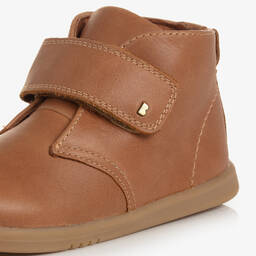 Bobux-Boys Tan Brown Leather Velcro Boots | Childrensalon