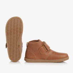 Bobux-Boys Tan Brown Leather Velcro Boots | Childrensalon