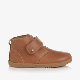 Bobux-Boys Tan Brown Leather Velcro Boots | Childrensalon
