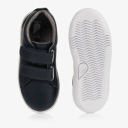 Bobux Kid +-Navy Blue Leather Junior Trainers | Childrensalon