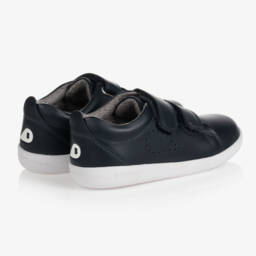 Bobux Kid +-Navy Blue Leather Junior Trainers | Childrensalon