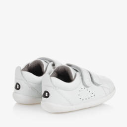 Bobux-White Leather First-Walker Baby Trainers | Childrensalon