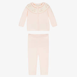 Bonpoint-طقم بنطلون بنات رضع صوف وكشمير لون زهري فاتح | Childrensalon
