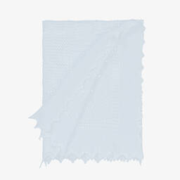 Bonpoint-بطانية مزيج قطن وصوف محبوك لون أزرق فاتح للأطفال (84 سم) | Childrensalon