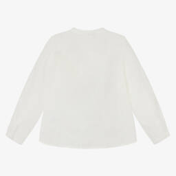 Bonpoint-Boys Ivory Linen Collarless Shirt  | Childrensalon
