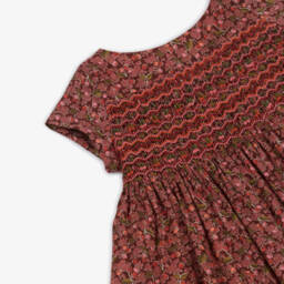 Bonpoint-Girls Red Floral Smocked Cotton Liberty Fabric Dress  | Childrensalon