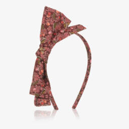 Girls Red & Pink Cherry Print Bow Hairband