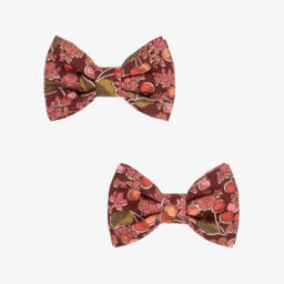 Bonpoint-Girls Red & Pink Cherry Print Hair Clips (2 Pack) | Childrensalon