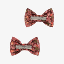 Bonpoint-Girls Red & Pink Cherry Print Hair Clips (2 Pack) | Childrensalon