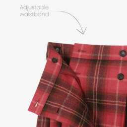 Bonpoint-Girls Red Pleated Tartan Kilt-Style Skirt | Childrensalon