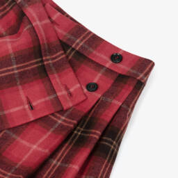 Bonpoint-Girls Red Pleated Tartan Kilt-Style Skirt | Childrensalon