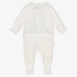 Bonpoint-Ivory Cotton & Lace Babygrow | Childrensalon