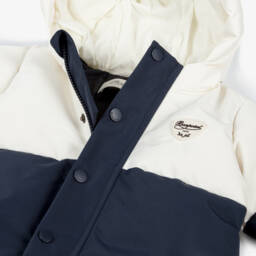 Bonpoint-Зимний комбинезон пуховый сине-кремовый | Childrensalon