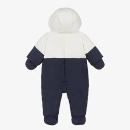 Bonpoint-Зимний комбинезон пуховый сине-кремовый | Childrensalon