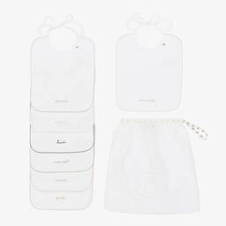 Bonpoint-White Cotton Bibs (7 Pack) | Childrensalon