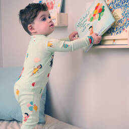 Books to Bed-Mint Green Cotton Babysuit & Book Set | Childrensalon