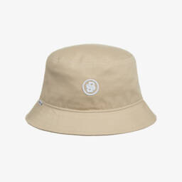BOSS-Baby Boys Beige Cotton Double B Logo Bucket Hat | Childrensalon