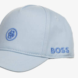 BOSS-Baby Boys Blue Cotton Double B Cap | Childrensalon