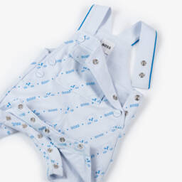 BOSS-Baby Boys Blue Cotton Jersey Dungarees | Childrensalon