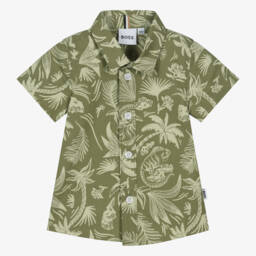 BOSS-Baby Boys Green Cotton Shirt | Childrensalon