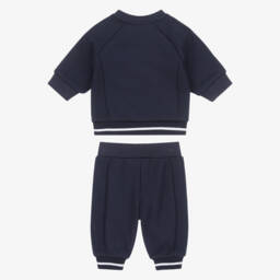 BOSS-Baby Boys Navy Blue Cotton Jersey Tracksuit | Childrensalon