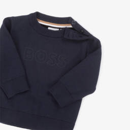 BOSS-Baby Boys Navy Blue Lightweight Knit Sweater | Childrensalon