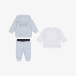 BOSS-Baby Boys Pale Blue Cotton Tracksuit Set | Childrensalon