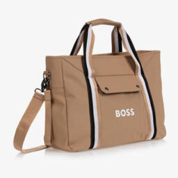 BOSS-Beige Stripe Changing Bag (43cm) | Childrensalon