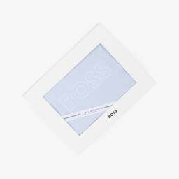BOSS-Blue Cotton Jersey Blanket (74cm) | Childrensalon