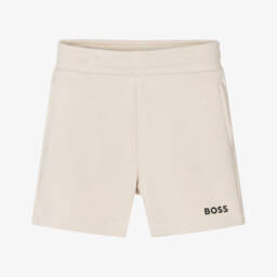 BOSS-Boys Beige Cotton Shorts | Childrensalon