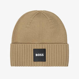 Boys Beige Knitted Beanie Hat
