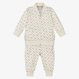 BOSS-Boys Beige Monogram Tracksuit | Childrensalon