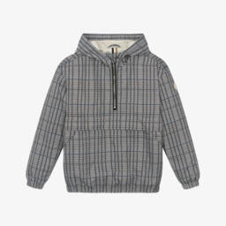 BOSS-Boys Black, Beige & White Checked Windbreaker | Childrensalon