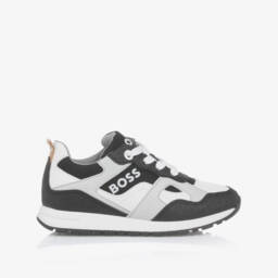 BOSS-Boys Black Canvas Lace-Up Trainers | Childrensalon